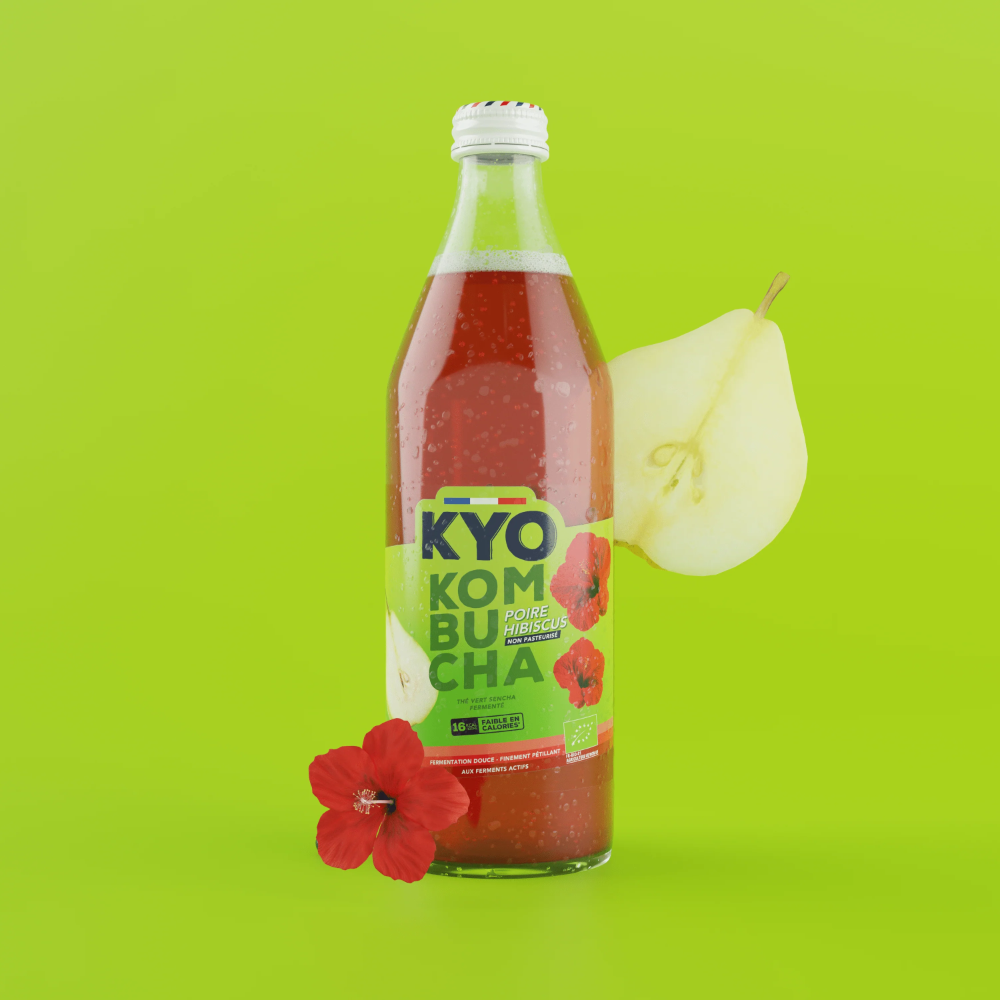 Kyo kombucha poire hibiscus bio 33cl x 12  