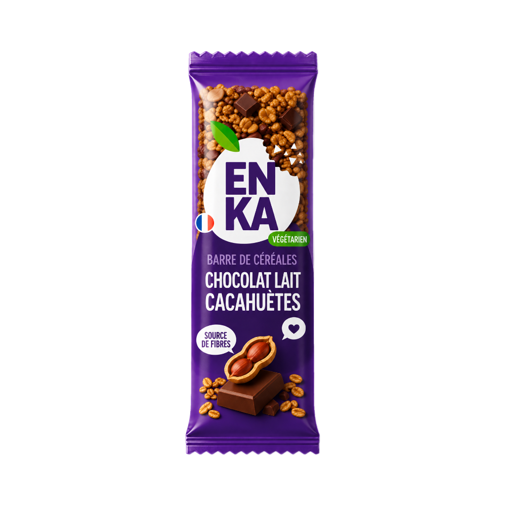 Barre de céréales chocolat au lait cacahuètes Enka 30 pièces de 40gr