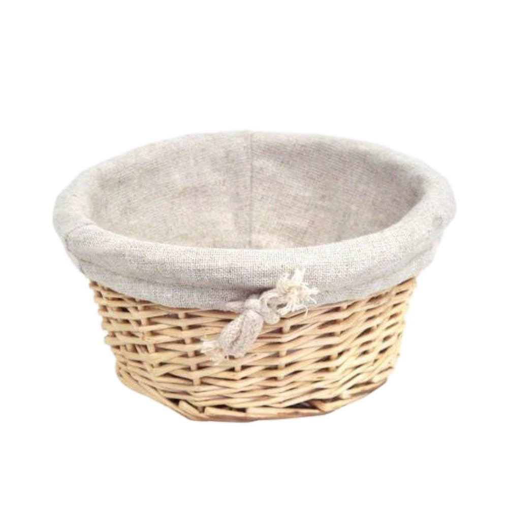 Corbeille à pain osier tissu ronde diam 18cm x 7cm
