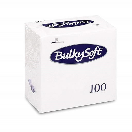 [0526] Serviettes cocktail blanches 24x24cm BulkySoft 100 pièces