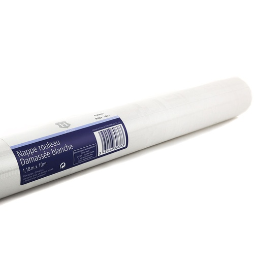 [0528] Nappe en rouleau damassé blanc 1,2 mètre x 10 mètres