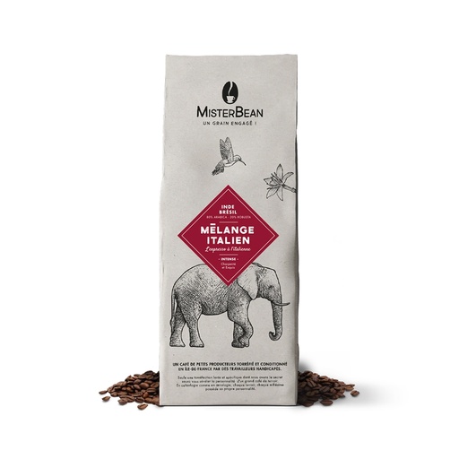 [0742] Café en grain d'Inde et Brésil Mélange Italien MisterBean 1 kilo
