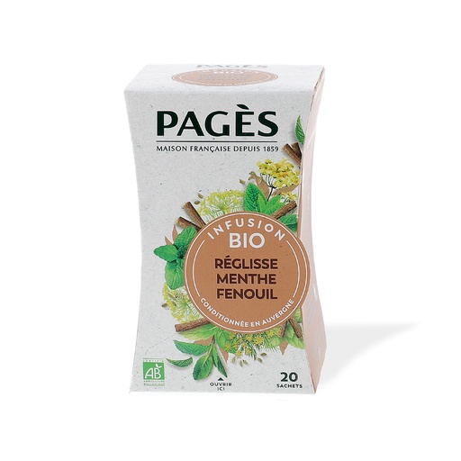 [0869] Infusion réglisse menthe fenouil bio Pagès 20 sachets