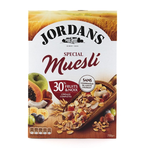 [0998] Céréales muesli complétes fruits et noix Jordans 750gr