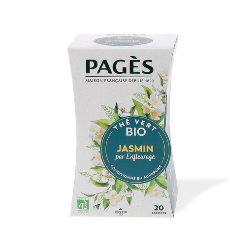 [1022] Thé vert Jasmin bio Pagès 20 sachets