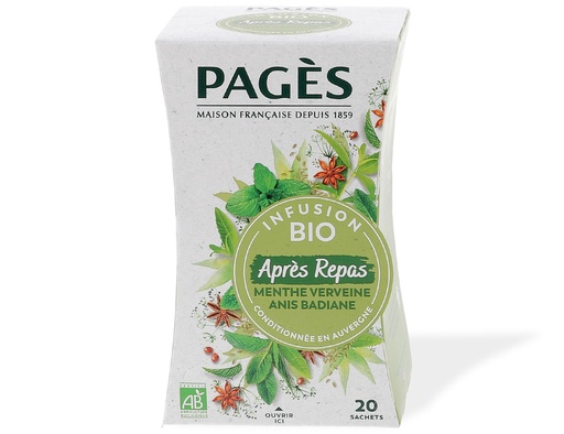 [1060] Infusion après repas menthe anis verveine badiane bio Pagès 20 sachets