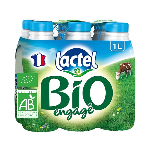 [5016] Lait 1/2 écrémé Lactel bio 1 litre x 6