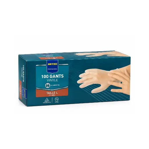 [5213] Gants en vynil taille L boite de 100 pièces