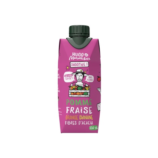 [5706] Smoothie pomme fraise orange banane et fibre d'acacia Hugo Le Maraîcher 33cl x 12