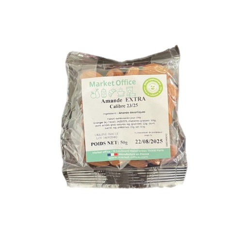 [5773] Amandes crues extra calibre en sachet compostable 50gr