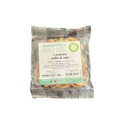 [5775] Cacahuètes grillées et salées en sachet compostable 50gr