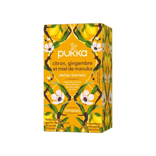 [6091] Infusion citron gingembre et miel de manuka bio Pukka 20 sachets