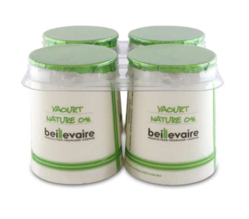 [5963] Yaourt fermier nature 0% bio Beillevaire 125g x 4