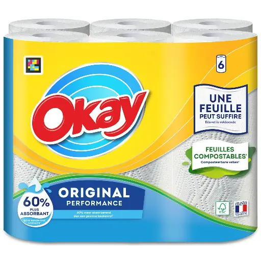 [6258] Essuie-tout Okay 6 rouleaux