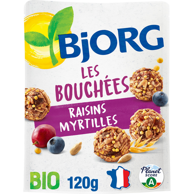 [6283] Bouchées céréales et graines raisins myrtilles Bjorg 30gr  