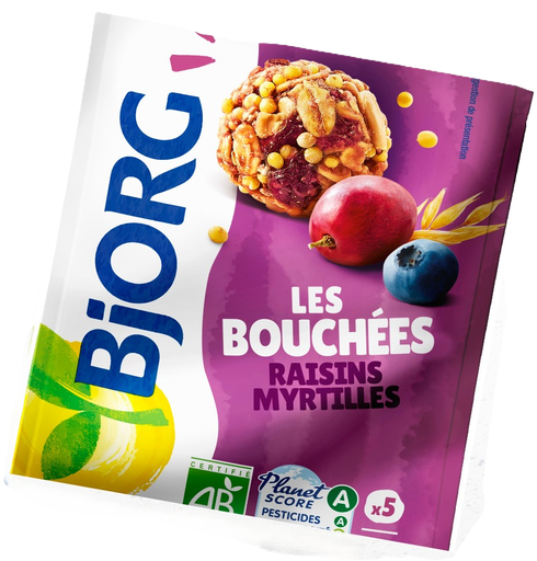 [6283] Bouchées céréales et graines raisins myrtilles Bjorg 30gr  