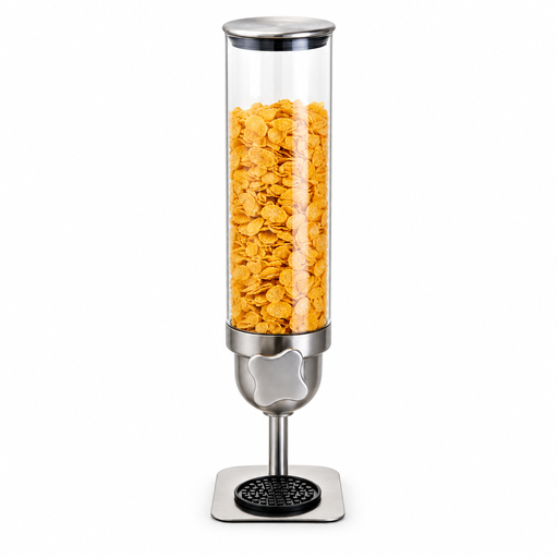 [6309] Distributeur de céréales ou fruits secs inox et verre 1,8 litre