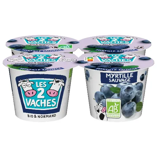 [6337] Yaourts myrtille bio Les 2 vaches 4 x 115gr 
