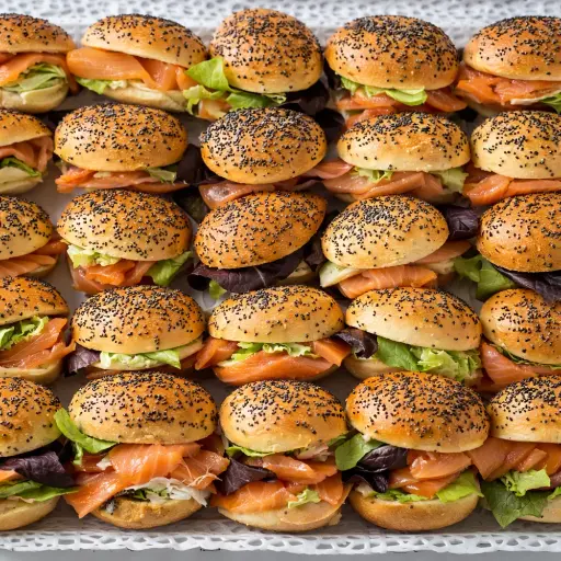 [6396] Mini navettes au saumon fumé halal (plateau de 30 pièces)