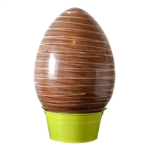 [9068] Grand oeuf de Pâques en chocolat au lait avec support 1 kilo